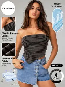 Katch Me Chic Women's Basic Flattering Tube Top with Detachable Pads, Elegant Sweat-Wicking High Stretch Strapless Daily Wear, Sleek Soft Breathable Summer Tops #TikTokMadeMeBuyIt #SummerEssentials #CasualTop #Athleisure