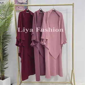 591 abaya+ khimar set crepe material 2 layer khimar