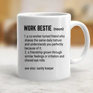 Work Bestie Gift, Emotional Support Coworker Gift, Work Bestie Definition Ceramic Coffee Mug - scs11537