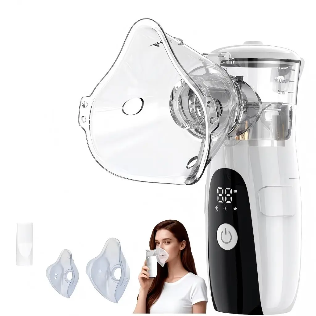 Portable Nebulizer - Handheld Soundwave Technology Mesh Inhaler Suitable for Adults & Kids, Silent Operation, Compact Travel-Friendly with Easy(Batteries Not Included)