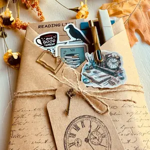 Blind Date With a Book Set for Book Lovers Gift with Cozy Extras & Unique Genre Selection - Colorful Marking Tabs Highlighter Pen Bookmark Themed Charm