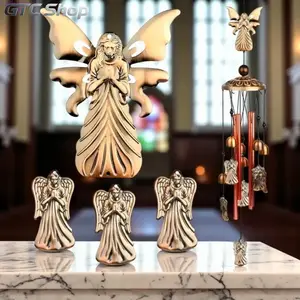 Retro Angel Memorial Wind Chimes Premium Aluminum Windbell Elegant Sculpture Design Smooth Melodic Tone Easy Hanging Weatherproof Durable Ornament Classic Art Decor For Garden Patio Yard Balcony Indoor Home Thoughtful Remembrance Holiday Festival Gift For