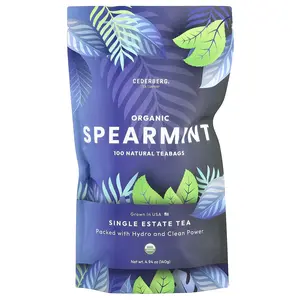 Cederberg Tea Co Organic Spearmint, Caffeine Free, 100 Natural Tea Bags, 4.94 oz (140 g)