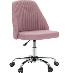 Armless Adjustable Desk Chair with Wheels Swivel Computer Makeup Vanity Chair for Small Spaces For Family and Office
