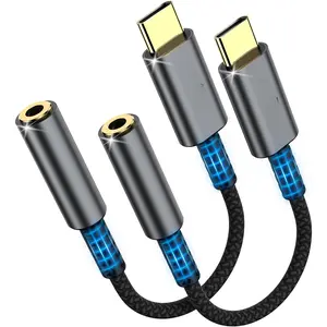 2 Pack USB C to 3.5mm Headphone Jack Adapter - HiFi Audio Dongle, Type C to Aux Female  Cord Compatible with  16/15 Pro Max,  S25/S24/S23, iPad Pro, Pixel, MacBook