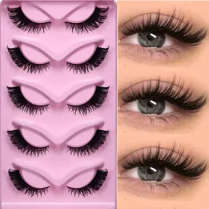 5 Pairs Cat Eye Lashes Wispy Fake Lashes Fluffy Cat Eye Lashes Extensions False Eyelashe Makeup