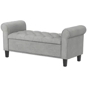 Traditional style 50in upholstered ottoman bench flip top storage box padded cushion sturdy wood frame all match decor perfect for bedroom window nook apartment interior