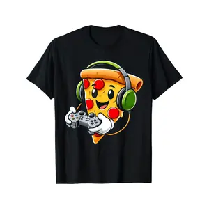 Funny Gamer Pizza Gaming Food Lovers Play Video Games T-Shirt Summer Comfortable Casual Short Sleeve T-Shirt