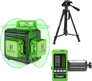 Huepar 3x360 Self-Leveling Cross-Line Laser Level with Lightweight Tripod and Detector