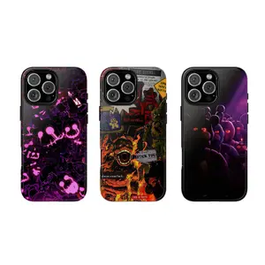Five Nights at Freddy’s Horror iPhone Case – Dark Animatronic Game Aesthetic Phone Cover, Neon Purple Creepy Character Graphic Protective Case for iPhone Models