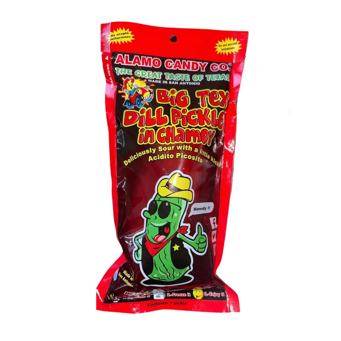 One Jumbo Big Tex Single Chamoy Pickle pickle - Red Pickle Chamoy Sauce 6oz Bag