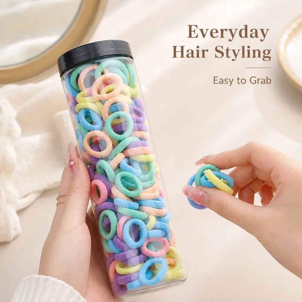 Bright and Fashionable Cotton No-Break Hair Ties Fitting Kit, Diyable Multi-Color Options for Daily Hairstyle Matching, All Seasons