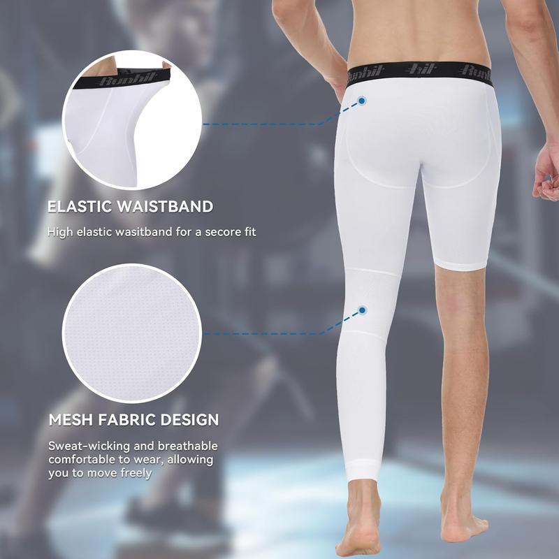 Men's Basketball One Leg Compression Tights Full Length Single Leg Compression Pants Sports Base Layer Underwear