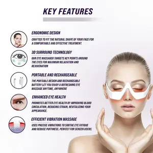 Under-Eye Red Light Therapy Device, Red Light Therapy Glasses Microcurrent Eye Massager Red Light Eye Mask for Eye Bags Dark Circles Puffiness Wrinkles Fine Lines Facial Calming