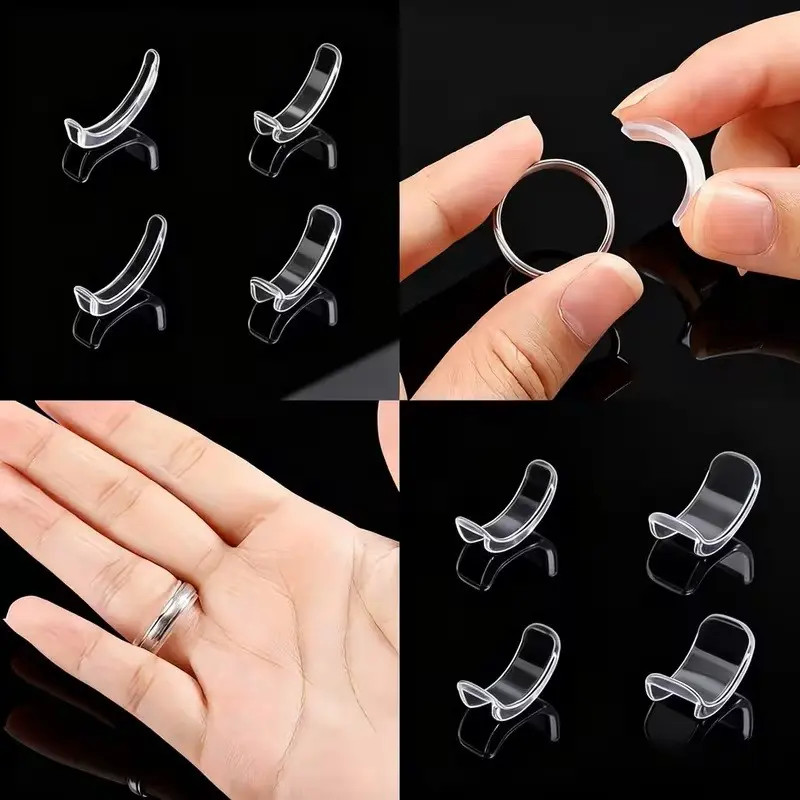 8-Piece Transparent Ring Adjuster Adjustment Set, Comfortable Invisible Ring Holder, Snug Fit, Spiral Spring Design, Fits Large Rings, Anti-Loss Jewelry Protector