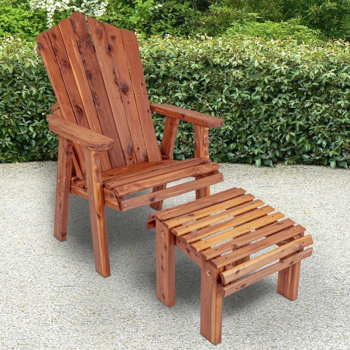 American Furniture Classics MM104-111 28 in. Cedar Stationary Chair with Ottoman, Brown