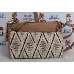 Hobo Darcy Crossbody Bag Porcini Woven Leather Double Compartment Adjustable Strap