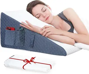 Welzona Wedge Pillow with Extra Replaceable Covers, 2024 New 12'' Bed Wedge Pillow for Sleeping and Snoring, Acid Reflux, Heartburn, GERD, Top Memory Foam Pillow Wedge for Improved Post-Surgery Sleep