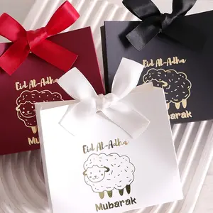 5/10/15/20 Piece Eid Al Adha Themed Gift Box Set, Gold Foil Lamb Design, Elegant Ribbon Bow Candy Holder, Perfect for Festival Decor & Party Favors