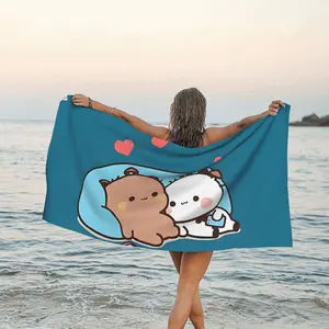 1PC Bear And Panda Bubu Dudu Balloon Beach Towel Quick-Dry Soft Microfiber Quick Drying Towel Perfect for Travel Beach Fun Pool Days and Camping Seaside Fashion Microfiber Towel Beach Accessories Soft Absorbent Towel