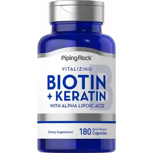 Piping Rock Biotin 5000mcg | 180 Capsules | Plus Keratin and Alpha Lipoic Acid | Non-GMO, Gluten Free Supplement