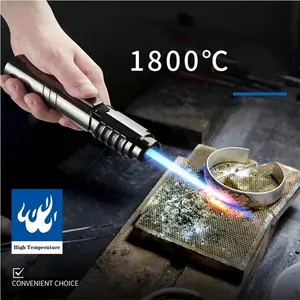 (Butane Gas Not Included) Powerful 1800° High-Temperature Metal Blowtorch Butane Gas Lighter - Windproof, Blue Flame, Adjustable Flame Control for Outdoor Welding, Camping, and Grilling - Gift Boxed (Butane Gas Not Included)