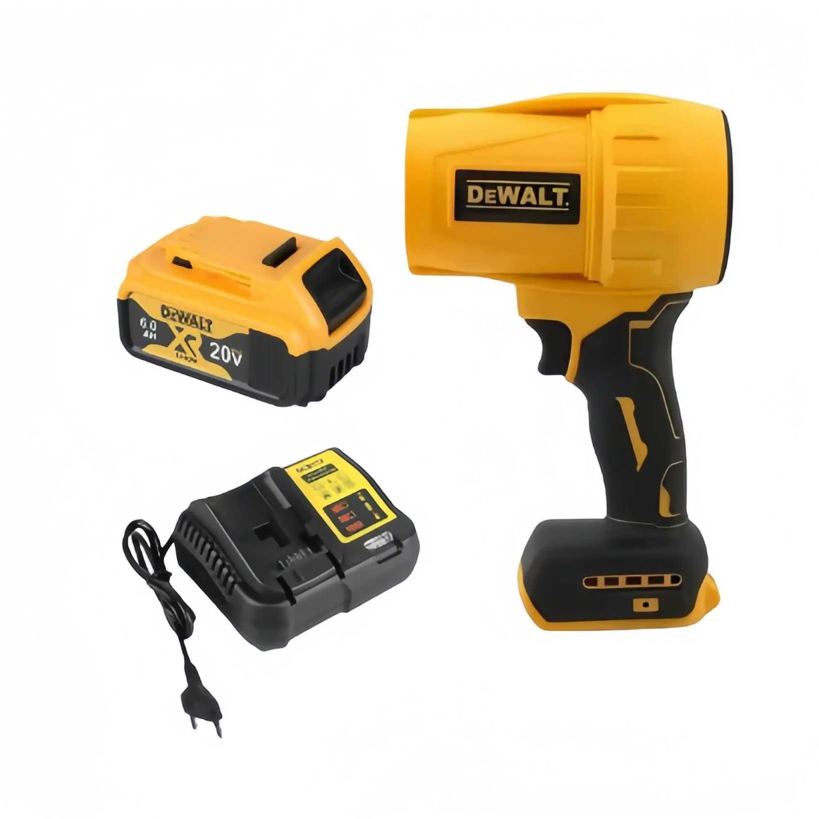 Dewalt Handheld Air Blower Cleaning Complete Kit - Manual Operation, Wind Control, Adjustable Nozzles, Sturdy Build, Hard Storage Case, Dustproof Carry Bag for Household Items Debris Clearing, Mechanical Repair