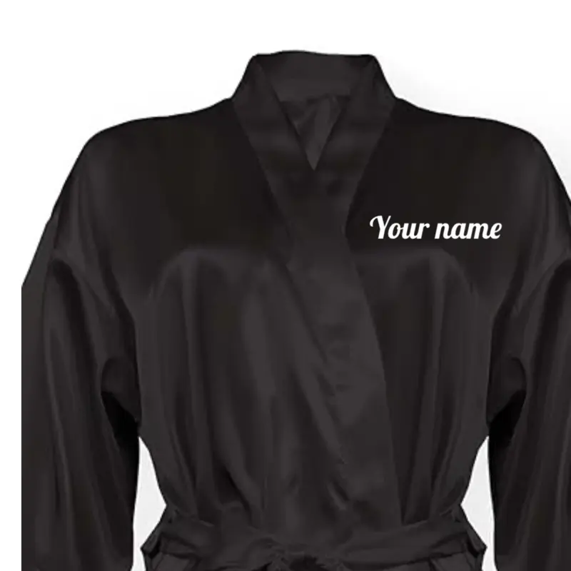 Personalized Bridesmaid Robe for Weddings & Honeymoon - Customizable Name Design, Long Sleeves, Lace Trim, Ideal for Special Occasions - Gowns, Womenswear