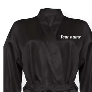 Personalized Bridesmaid Robe for Weddings & Honeymoon - Customizable Name Design, Long Sleeves, Lace Trim, Ideal for Special Occasions - Gowns, Womenswear