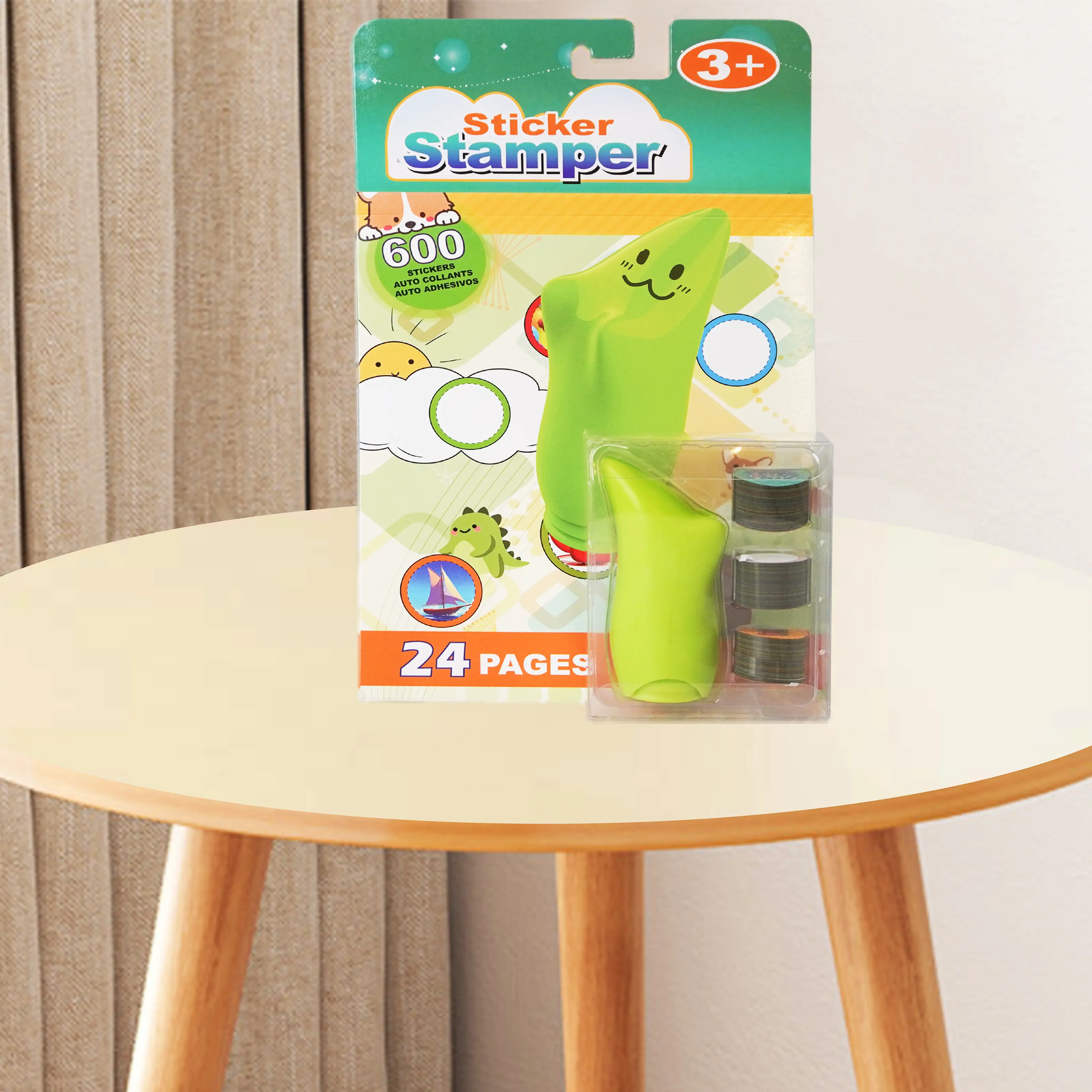 Sticker Stamper Kids Toy with 600 Stickers and 24-Page Activity Pad for Toddlers, Boys & Girls Ages 3+ Arts and Crafts Creative Stamp Toys, Fun Educational Stickers Play Set - Green