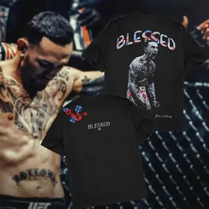 COMBATWEAR Max Holloway Blessed V2 Tee, Blessed BMF T-shirt, UFC MMA Fan Custom Graphic Design, Gym Wear, Gift for Fighters, Sports Apparel