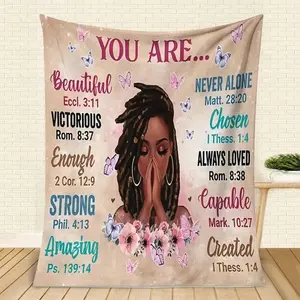 Empowering Christian Woman Blanket | "You Are..." Bible Verse & Butterfly Art Faith Blanket That Hits Different | "You Are Enough, Strong, Chosen" Bible Verse Throw, Soft Snuggly Cozy Blanket, Encouraging Religious Gift for Her