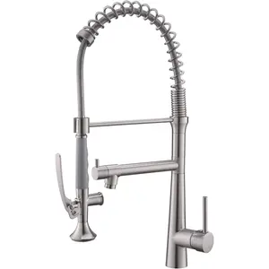 AIMADI Kitchen Sink Faucet,Commercial Style kitchen faucet,Single Handle Stainless Steel Brushed Nickel Kitchen Faucet with Pull Down Sprayer