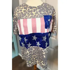 Party Rock Anthem Sequin USA Leopard Top