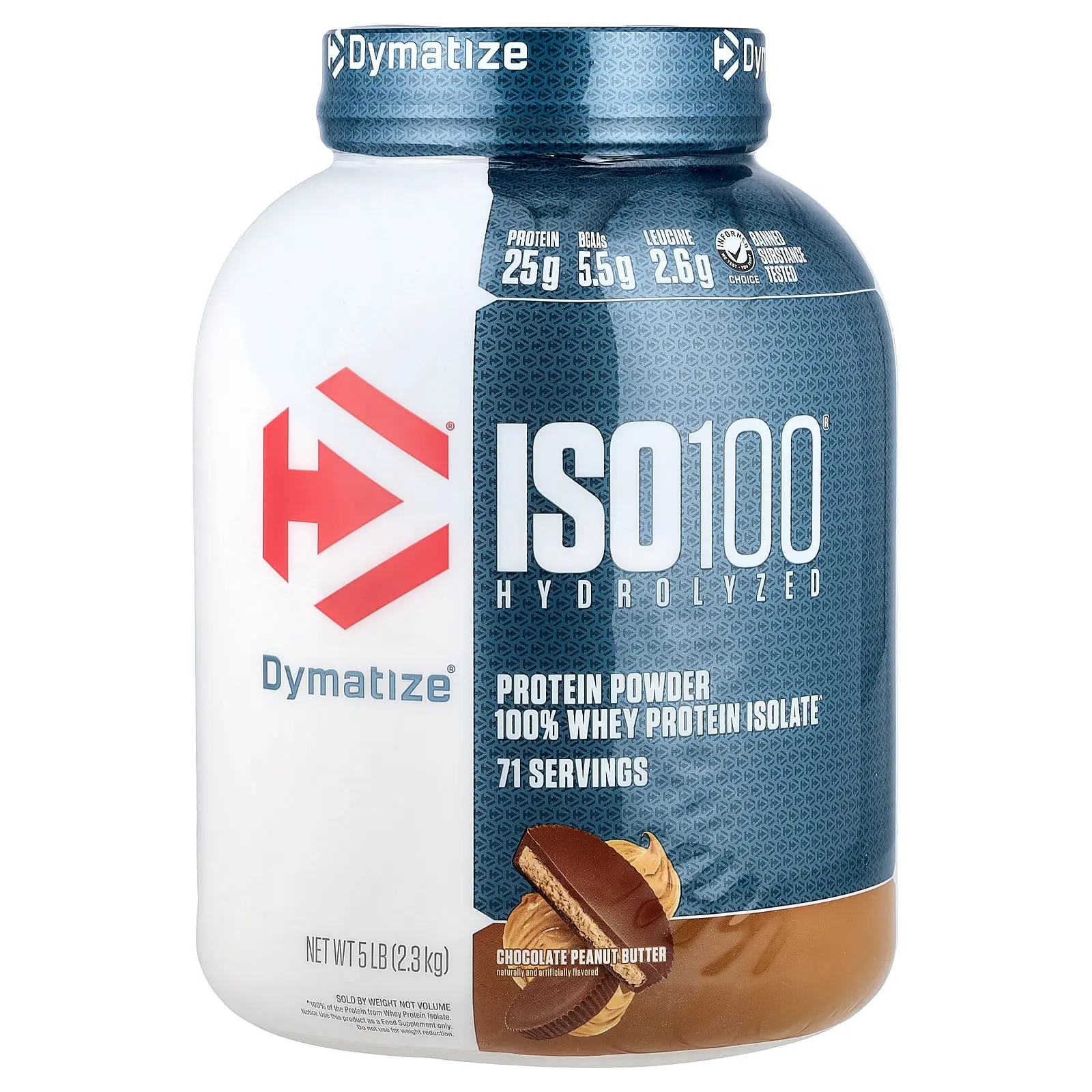 Dymatize ISO100® Hydrolyzed, 100% Whey Protein Isolate, Chocolate Peanut Butter, 5 lb (2.3 kg)