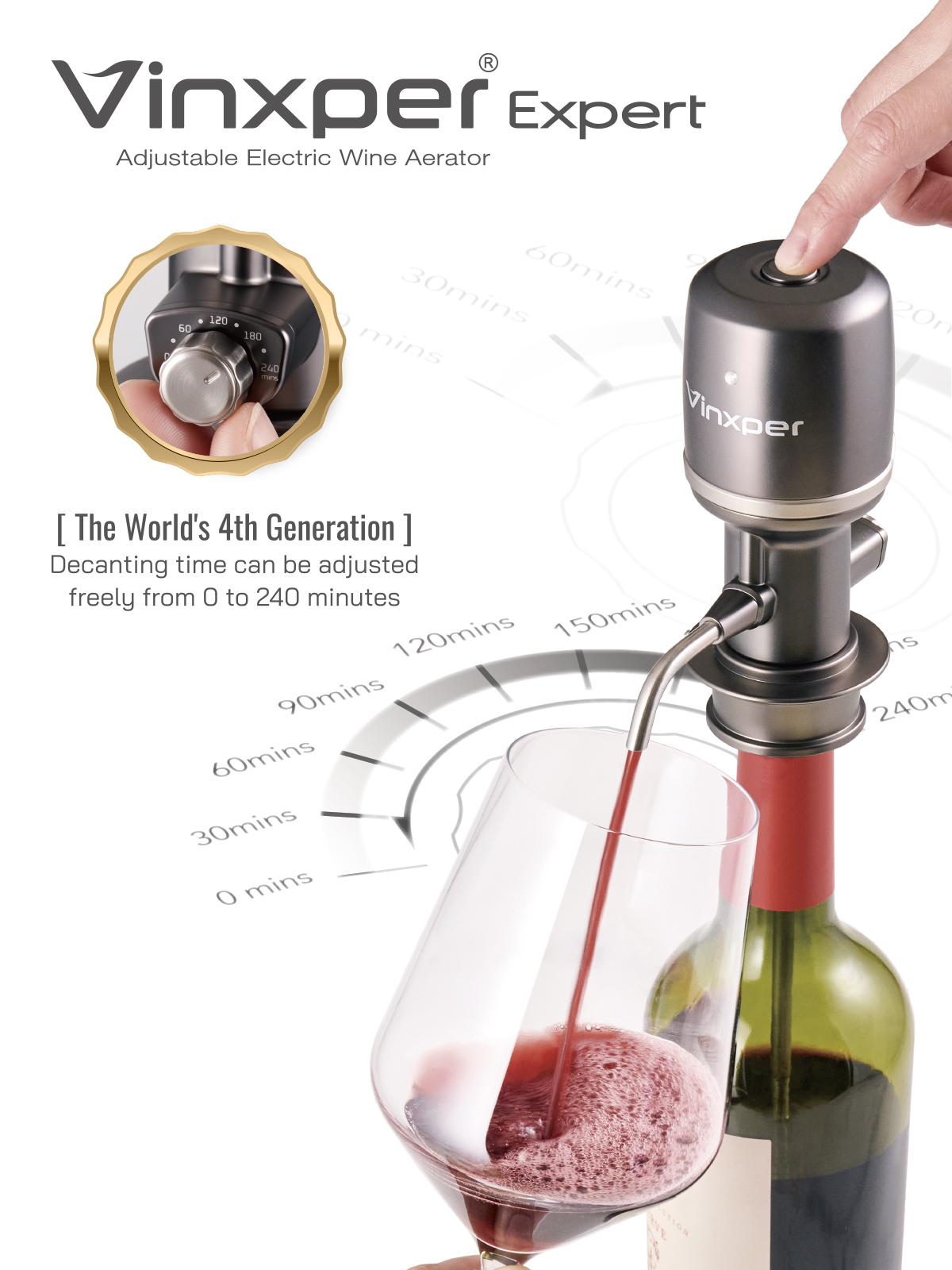 Vinxper Expert Adjustable Wine Aerator/Decanter for Instant Decanting on Demand - Suitable for All Kinds of Wines - Kitchen, Utensils