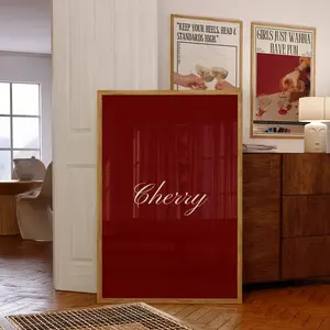 Cherry Red Print Dark Red Poster, Trendy Girly Prints, Burgundy Red Trendy Retro Wall Art, Red Aesthetic Poster, Poster Prints No Framed, Gifts For Family, Wall Art, Wall Decoration, Art Posters
