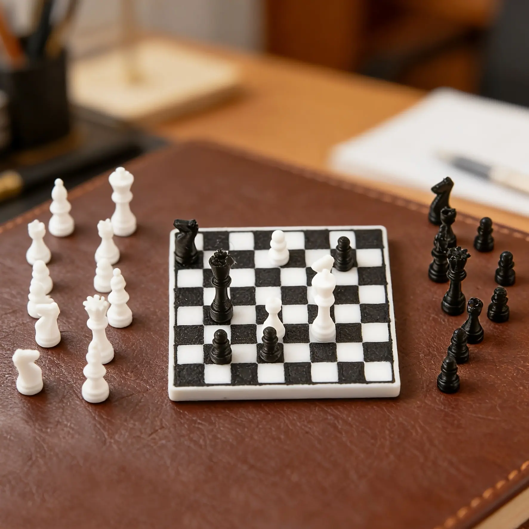 1:12 Scale Mini Chess Set, Elegant Mini Chess Board Decor, Desktop Decoration Accessory, Perfect Gift for Chess Lovers, Students, Families, Tabletop Chess Board