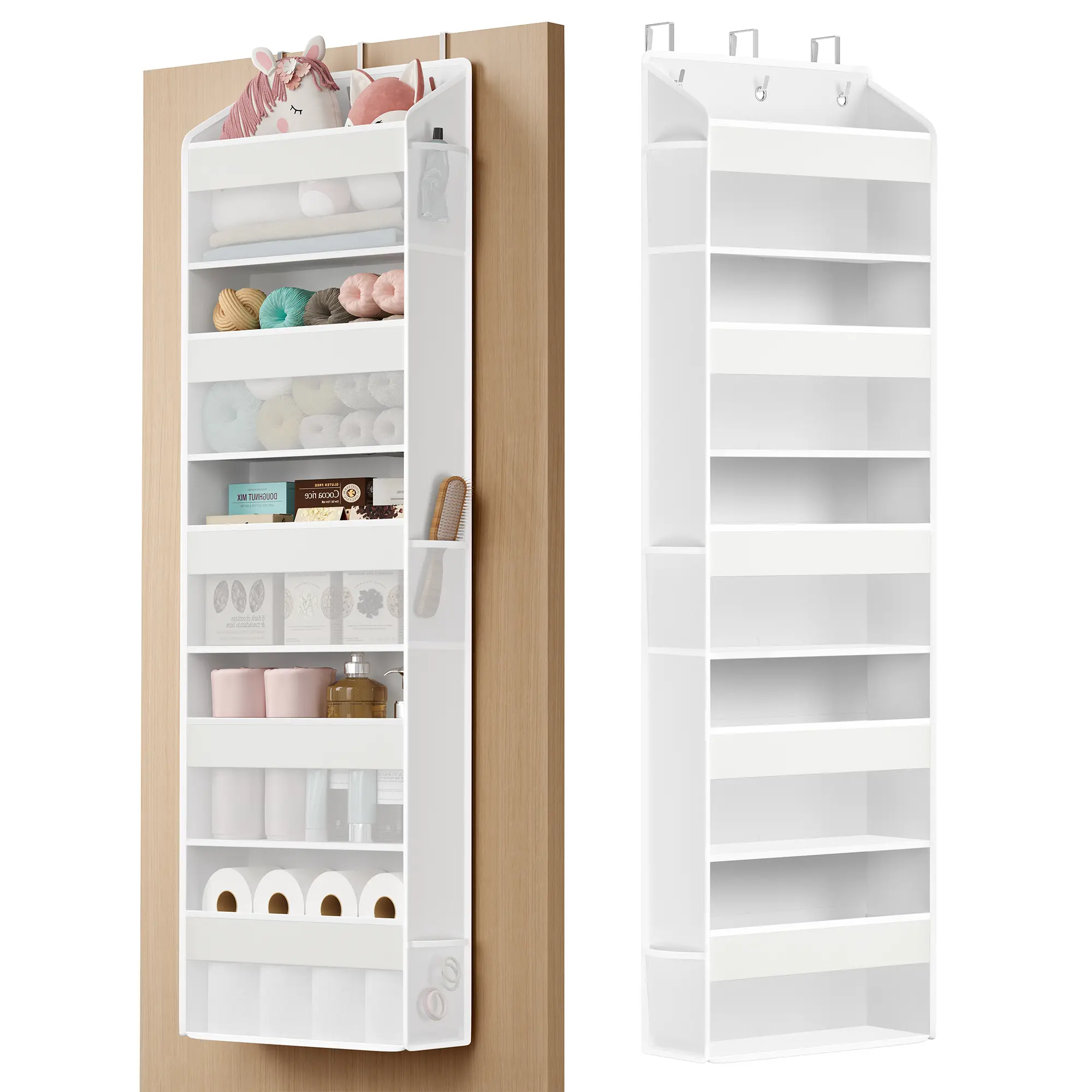 SONGMICS Over-the-Door Organizer, 5-Tier Door Hanging Storage Shelf | Heavy-Duty Closet Hanging Organizer Foldable, Transparent Pockets, Metal Hooks