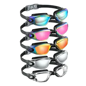 5 PCS Swimming Goggles Set, Adjustable Strap, Earplugs & Nose Clips Included, Anti-Fog UV Protection, Unisex Swim Glasses for Adults Kids, Swimming Accessories