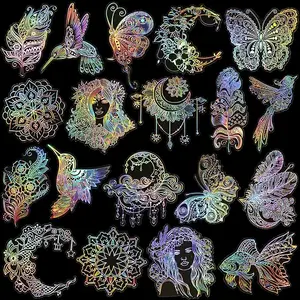 80 Pieces Holographic Stickers, Glitter Shiny Iridescent Transparent Resin Sticker Decals - Perfect for laptops, mobile phones, guitars, water bottles, cars, tablets, luggage, etc. - Perfect for parties and holiday gifts ﻿ summerwins