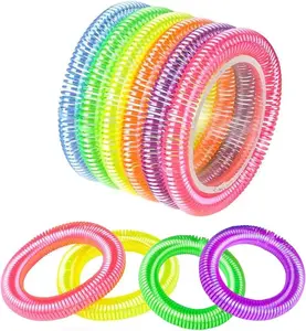 Neon Spring Bracelets - Pack of 12 Elastic Plastic Wristbands in Assorted Neon Colors - Fun Party Favor, Carnival Prize, Goodie Bag Fillers, for kids and adults