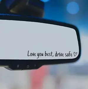4PCS Letter Pattern Car Rearview Mirror Sticker, "Love you best ,drive safe " text car mirror sticker decal,Vinyl Car Mirror Decal for Women, Accessories For Car,Universal Car Decoration Accessories for Girlfriend/Boyfriend/Wife