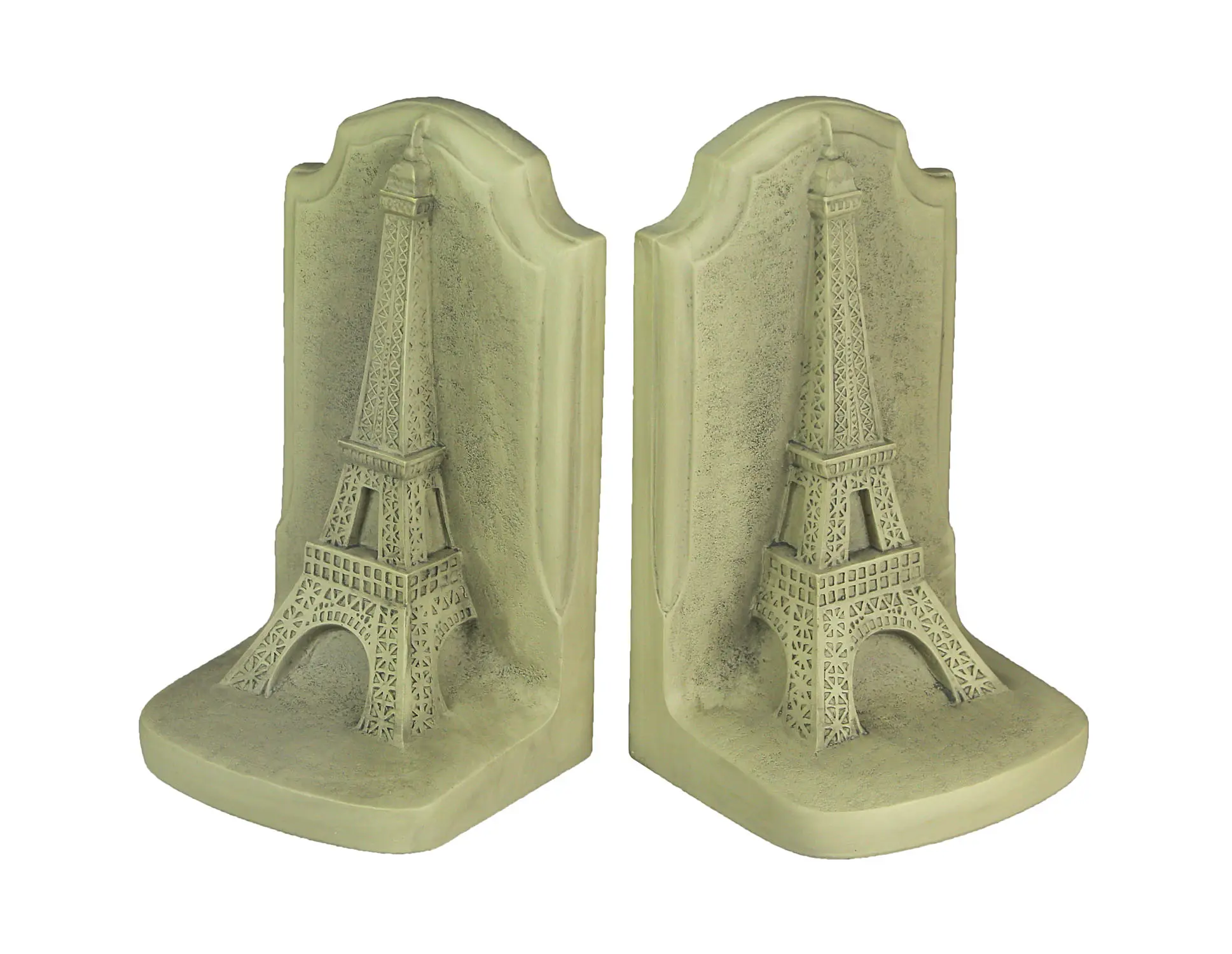 Set of 2 Eiffel Tower Bookends - 7.25in White Resin for French Chic