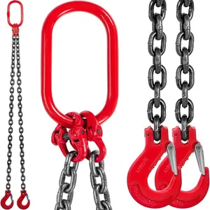 VEVOR Chain Sling, 3/8 inchx 5 ft Lifting Chains with Hooks, G80 Engine Chain Hoist Lifts, 11000 lbs/5 Ton Capacity Lifting Sling Chains for Engine Hoist, Engine Lift Chain with 2 Leg Grab Hooks