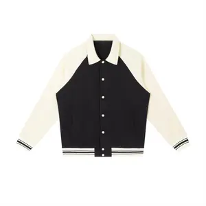 Contrast Raglan Sleeve Baseball Jacket