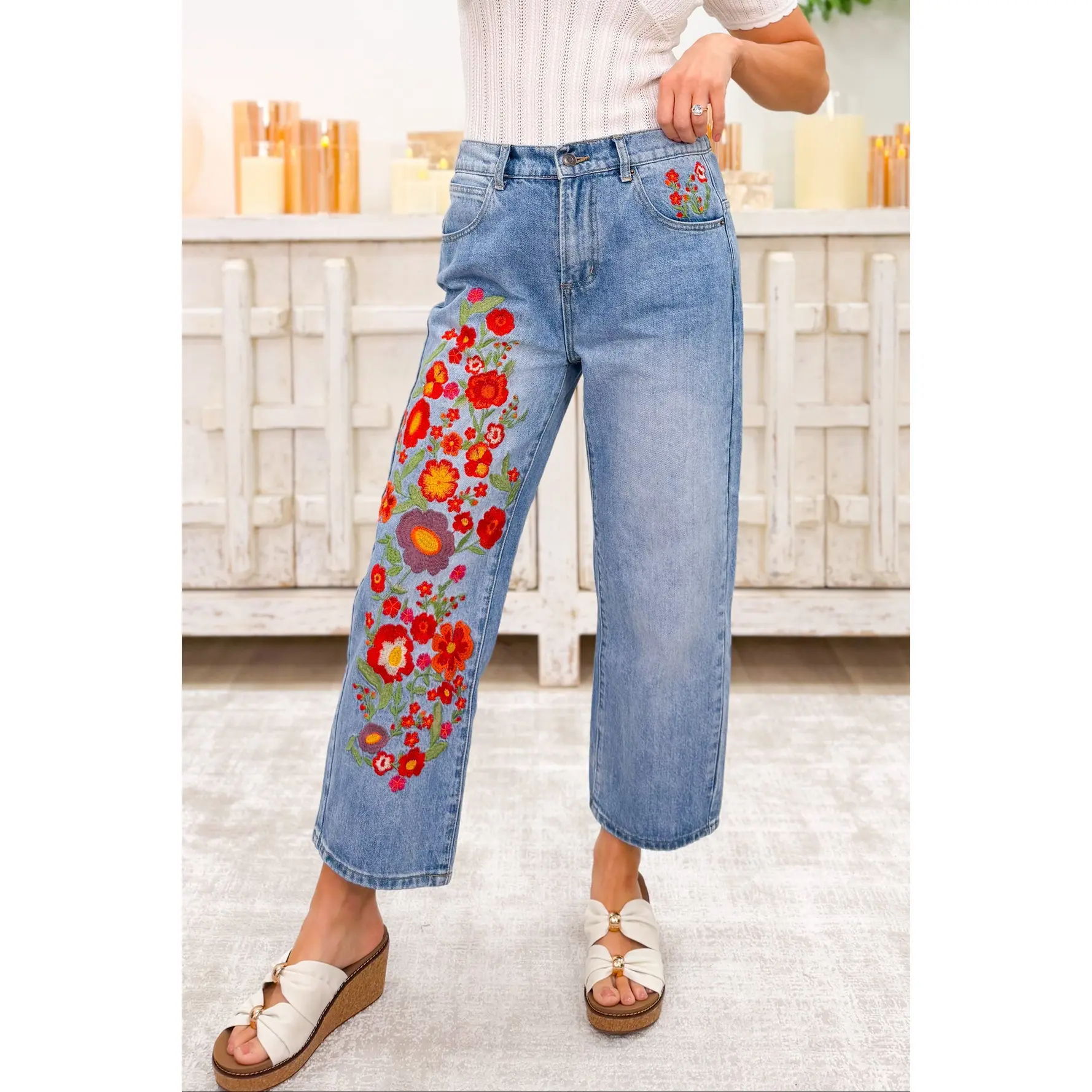 Wildflower Floral Embroidered Jeans