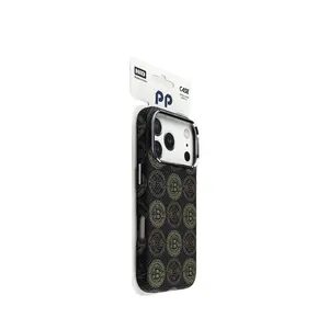 Bitcoin Pattern MagSafe Phone Case for iPhone 15-17 Series Trendy Textured Design with Embossed Symbols & Durable Protection