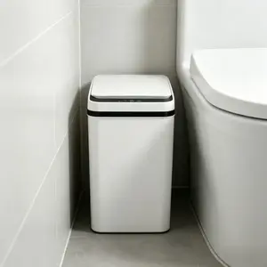 12L Automatic Touchless Garbage Can, 23.5cm*15.5cm*30cm Small Motion Sensor Smart Trash Bin for Bedroom Bathroom Office Living Room Kitchen Home Household Suppliers - Restroom,2026 New Model