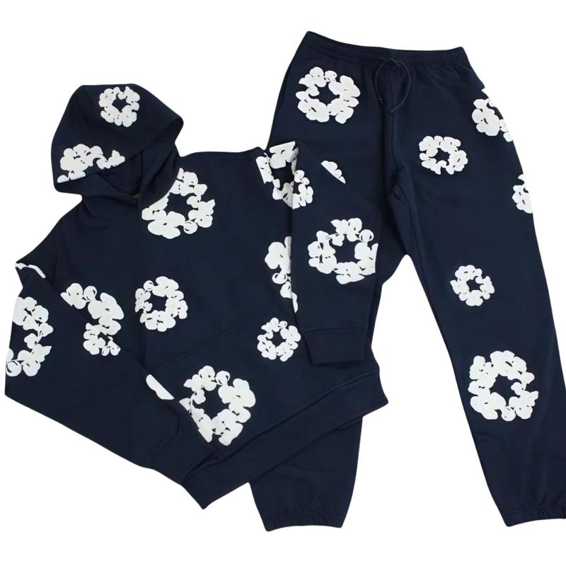 streetwear Essentials Hoodie Set| Athleisure Hoodie Duo|  Foam Print & Breathable Fabric for Outdoor Chic|